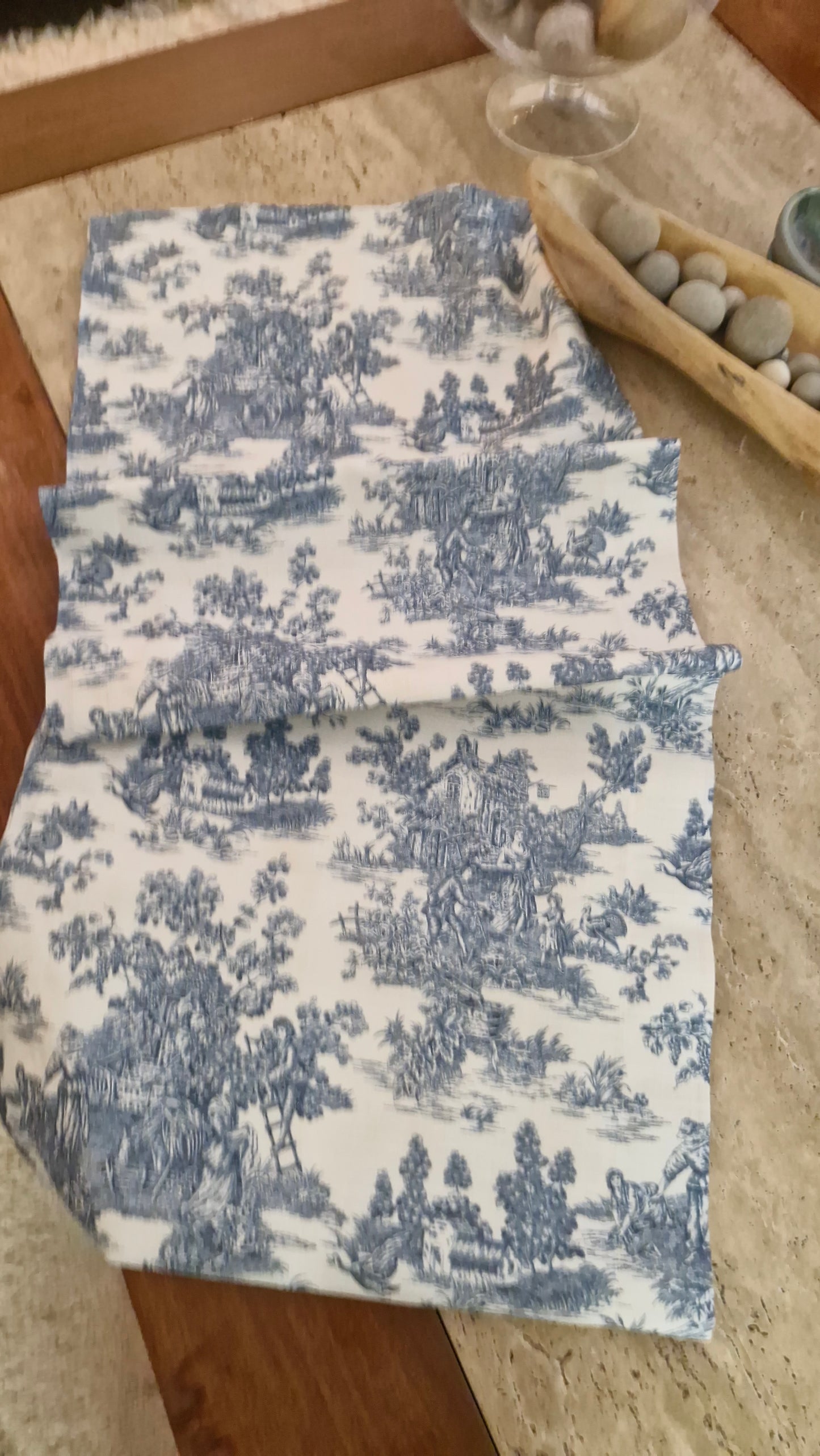 Camino Mesa Toile de Jouy Campestre Azul