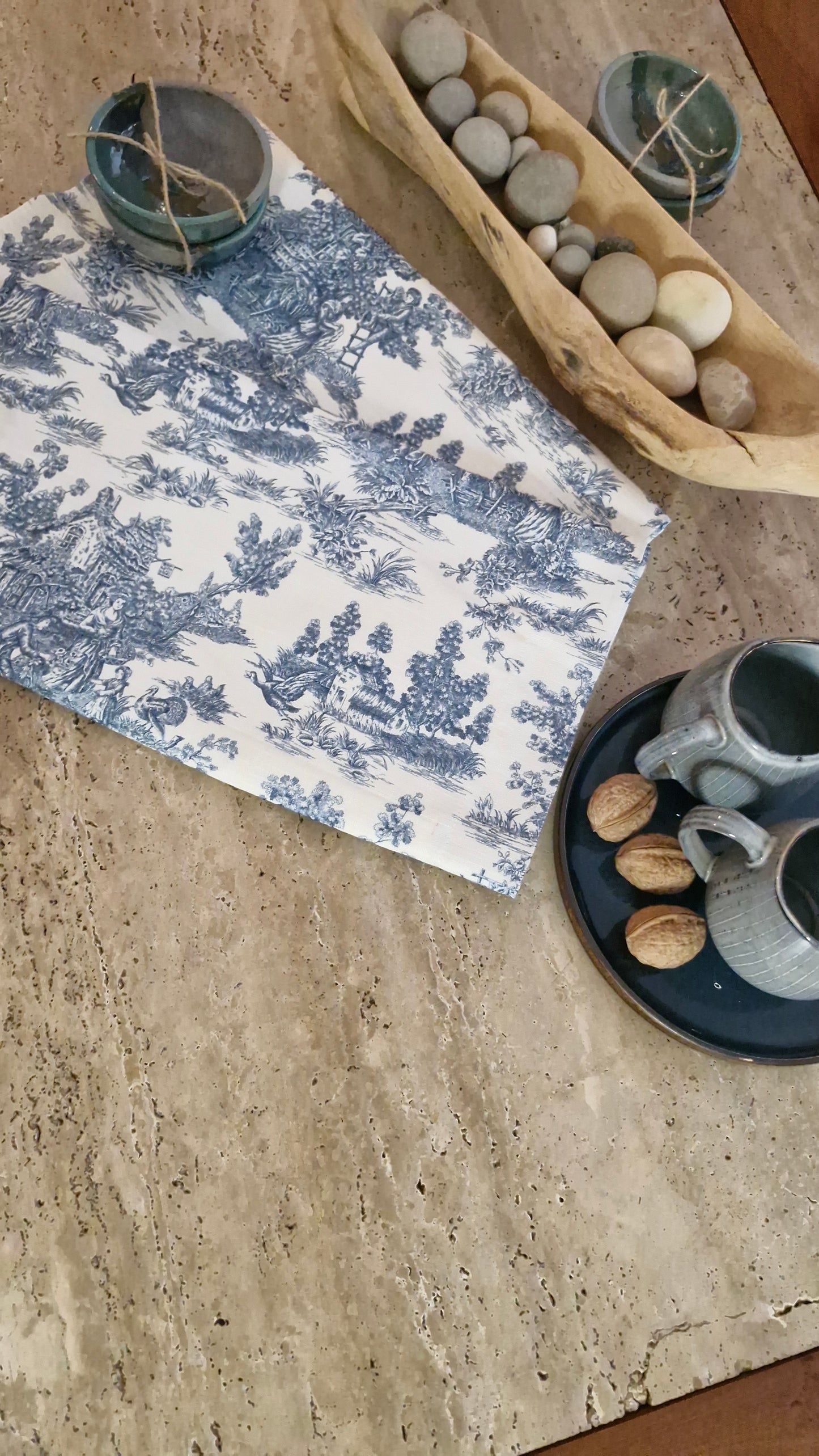 Camino Mesa Toile de Jouy Campestre Azul