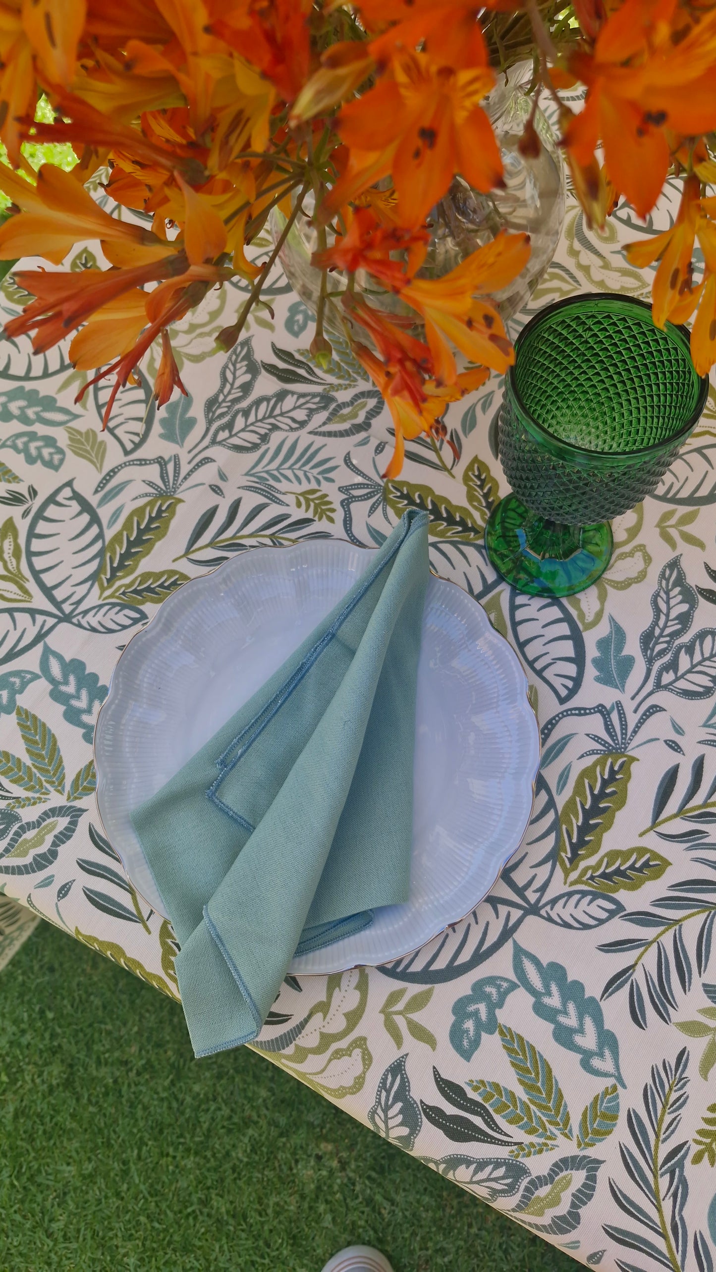 Mantel Rectangular Botánico Verde