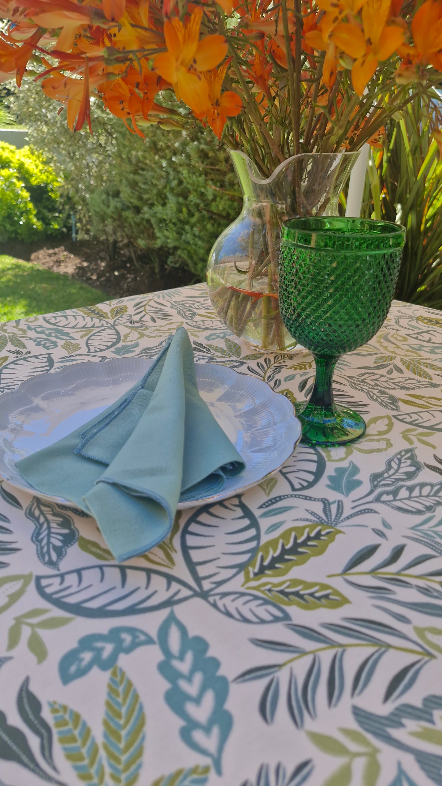 Mantel Rectangular Botánico Verde