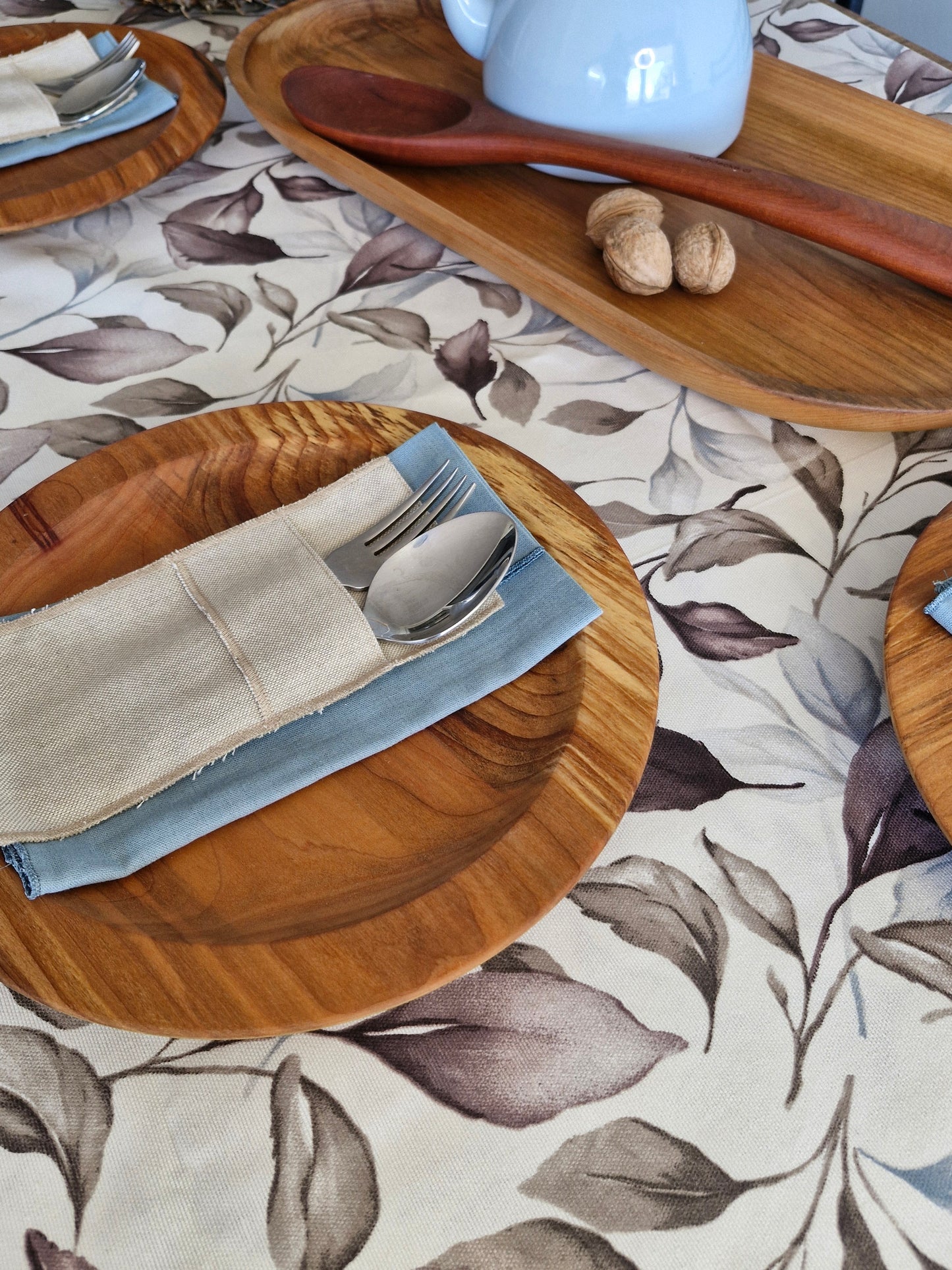 Mantel Rectangular Hojas de Otoño Café