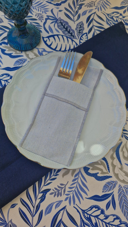 Mantel Rectangular Botánico Azul