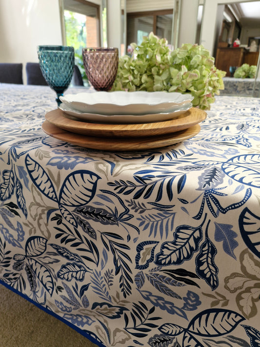 Mantel Rectangular Botánico Azul