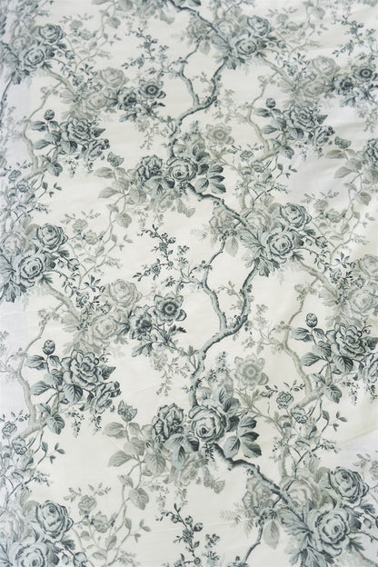 Estampado toile de rosas gris verde de la funda de plumón Olivia