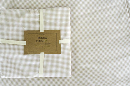 Funda de plumón Vichy Beige Crea Turca 300 hilos, presentación
