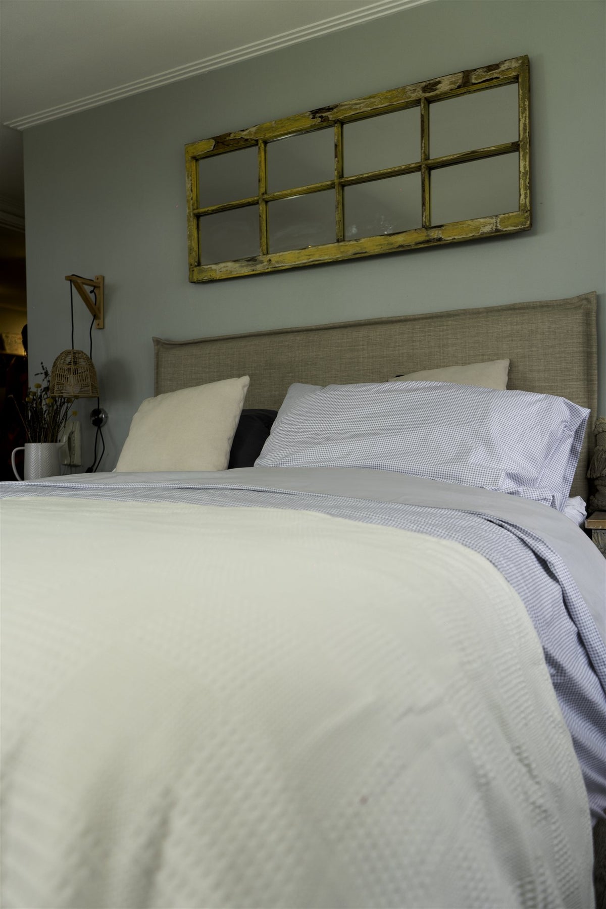 Funda de plumón Vichy Gris en dormitorio Tischdecke