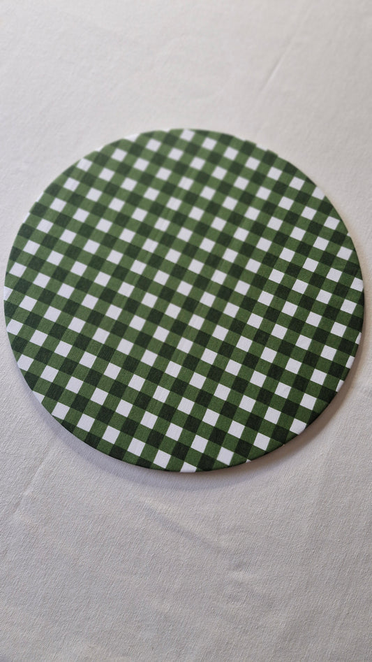 Plato de sitio redondo Vichy Verde con base de madera Tischdecke