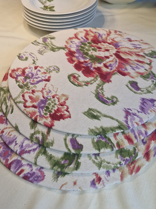 Plato de sitio redondo Floral Acuarela con base de madera Tischdecke